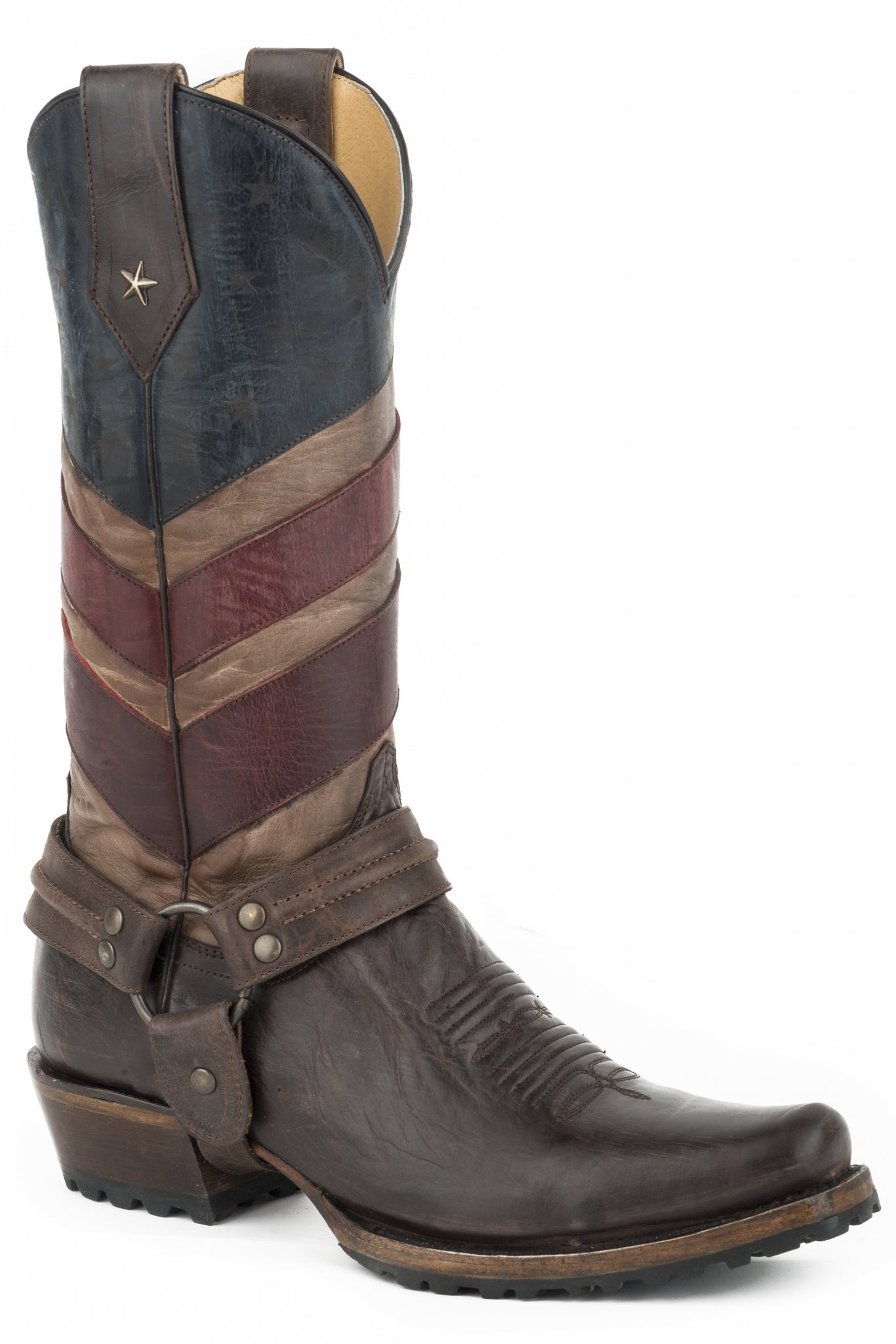 Roper Mens Americana Flag Snip Toe Harness Boots 1
