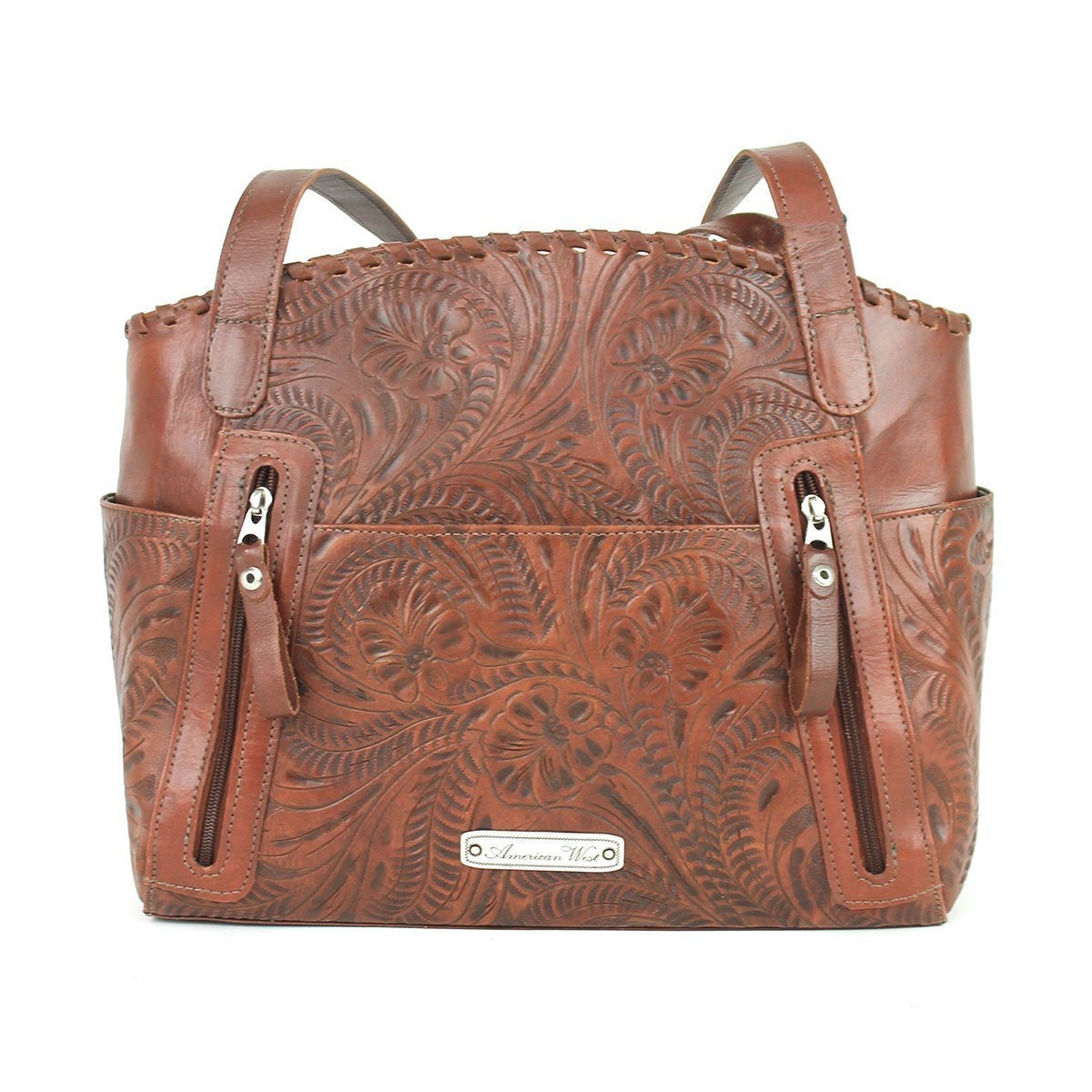 American West Lariats And Lace Zip Top Tote with Secret Compartment
