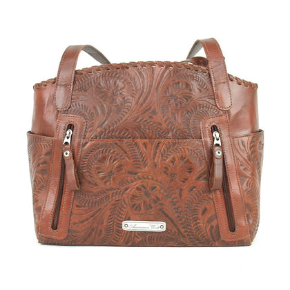 American West Lariats And Lace Zip Top Tote with Secret Compartment