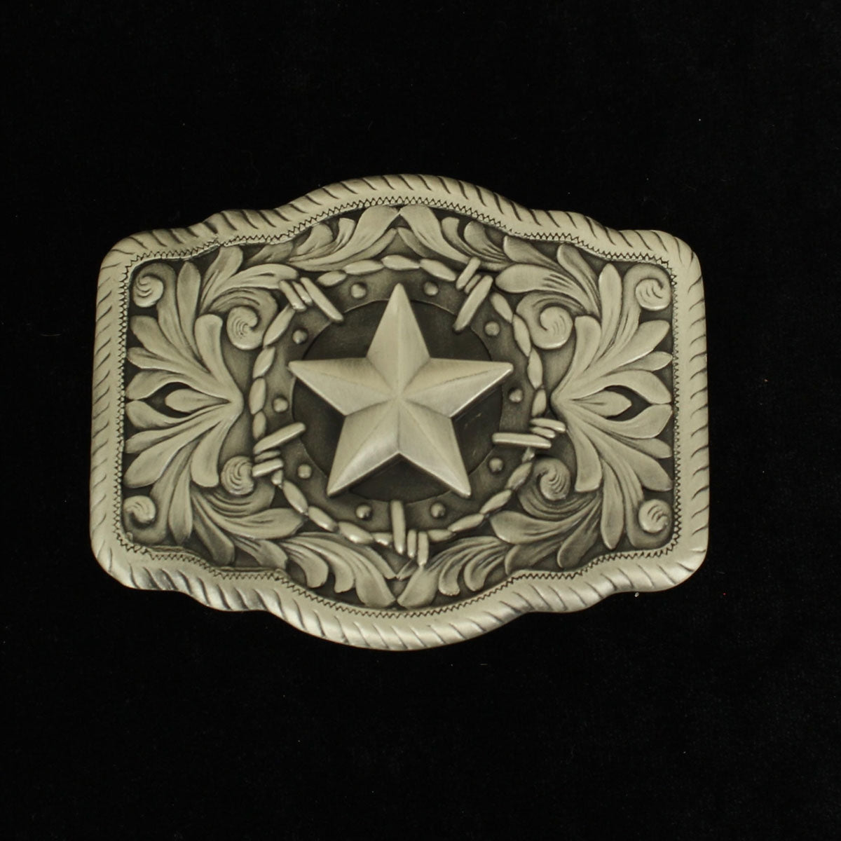 Nocona Mens Rectangle Star Rope Edge Buckle