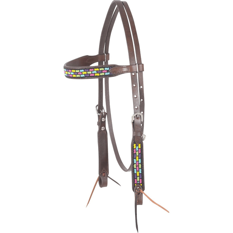 Cashel Beaded Browband Headstall Roswell Chocolate