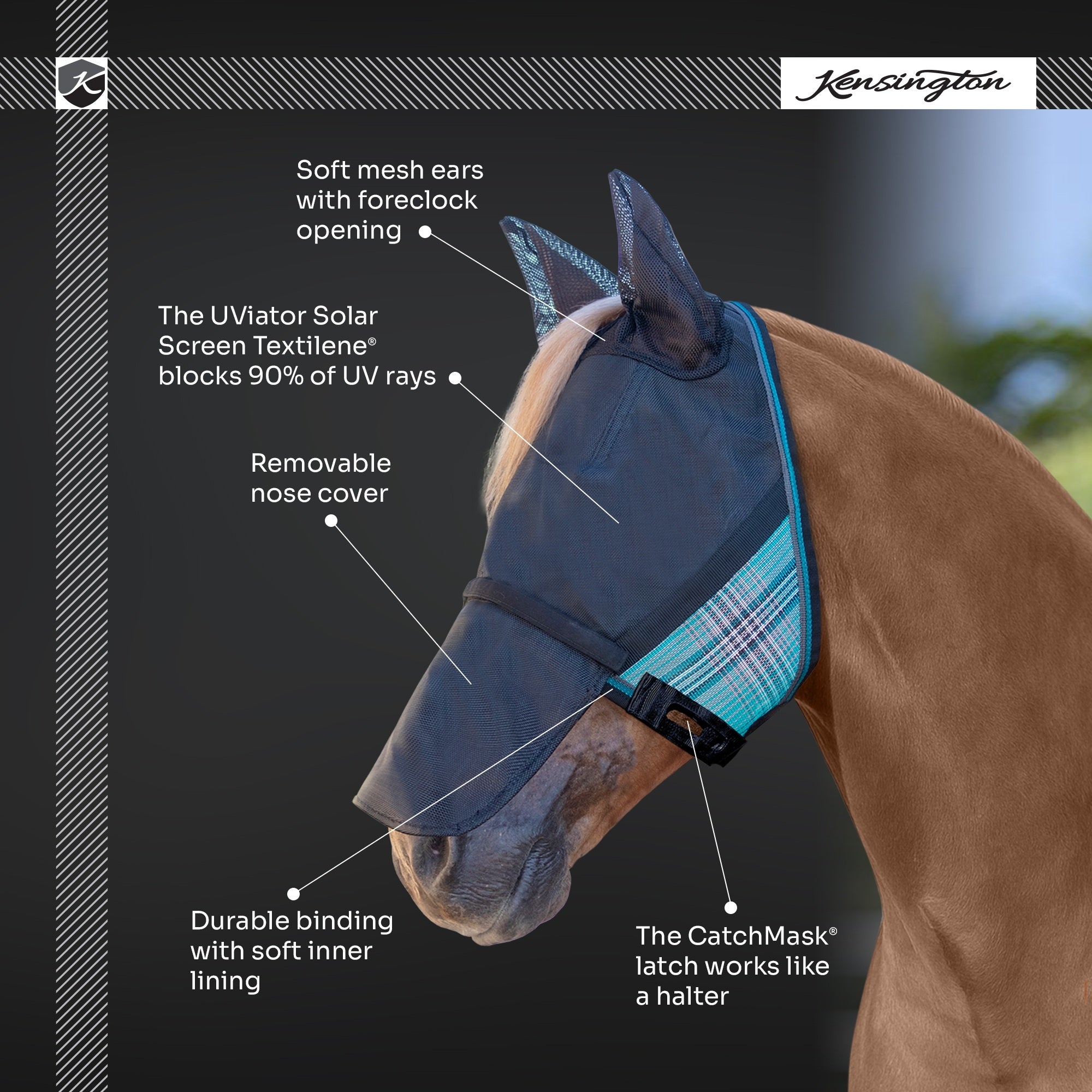 90% UViator Fly Mask CatchMask Ears and Nose