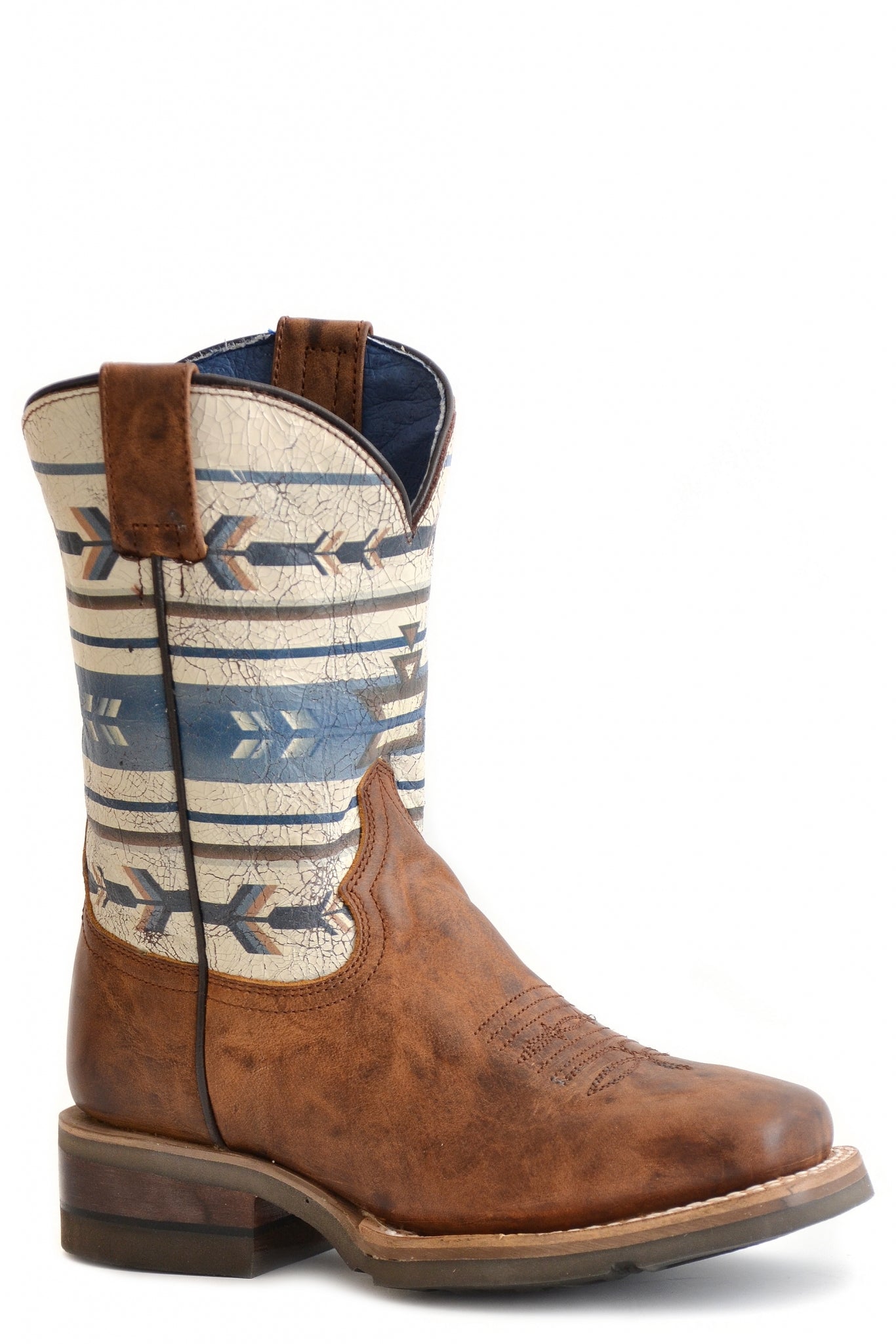 Roper Kids Burnish Tan/Native Design Square Toe Boots