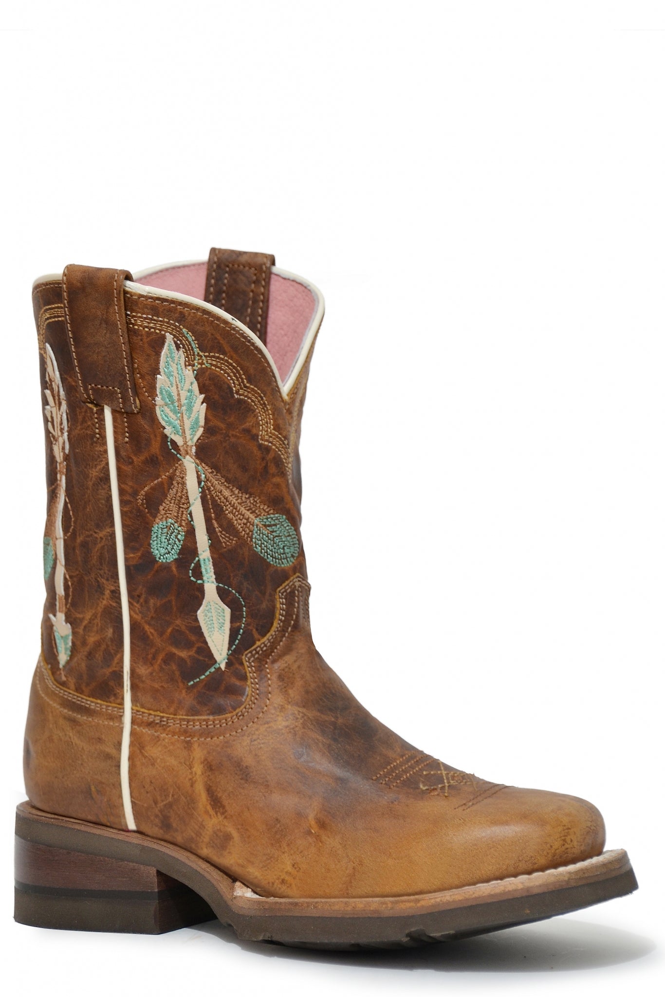 Roper Kids Arrow-Feather Embroidery Square Toe Boots