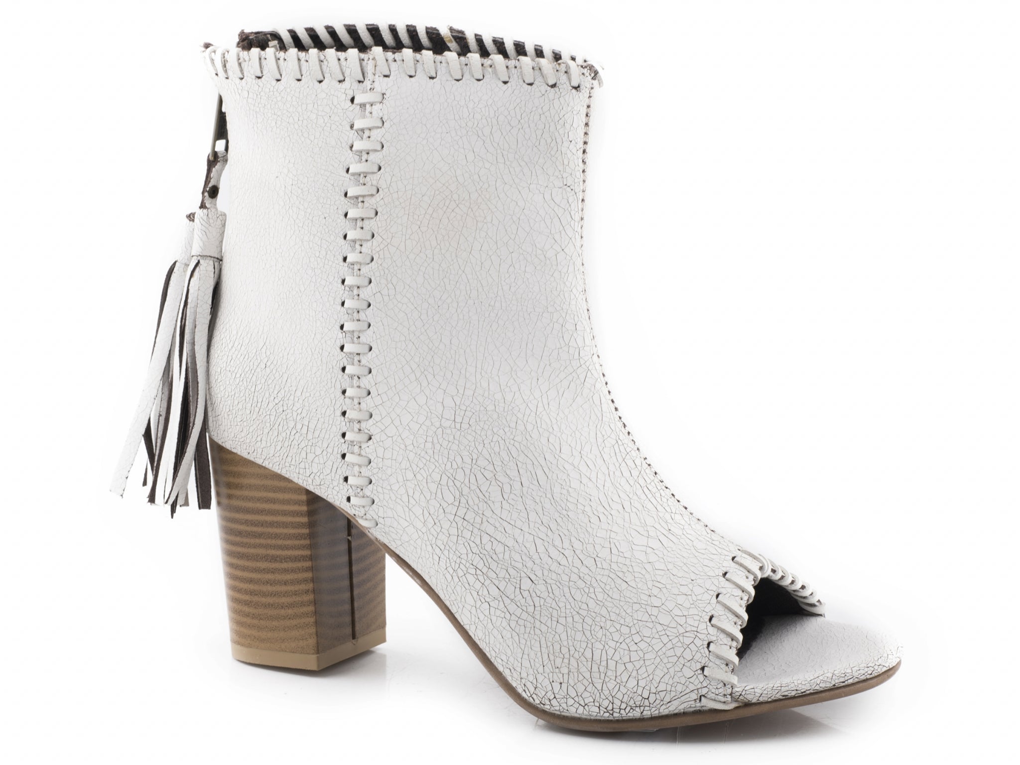 Roper Ladies Open Toe Ankle Back Zip Leather Sandals