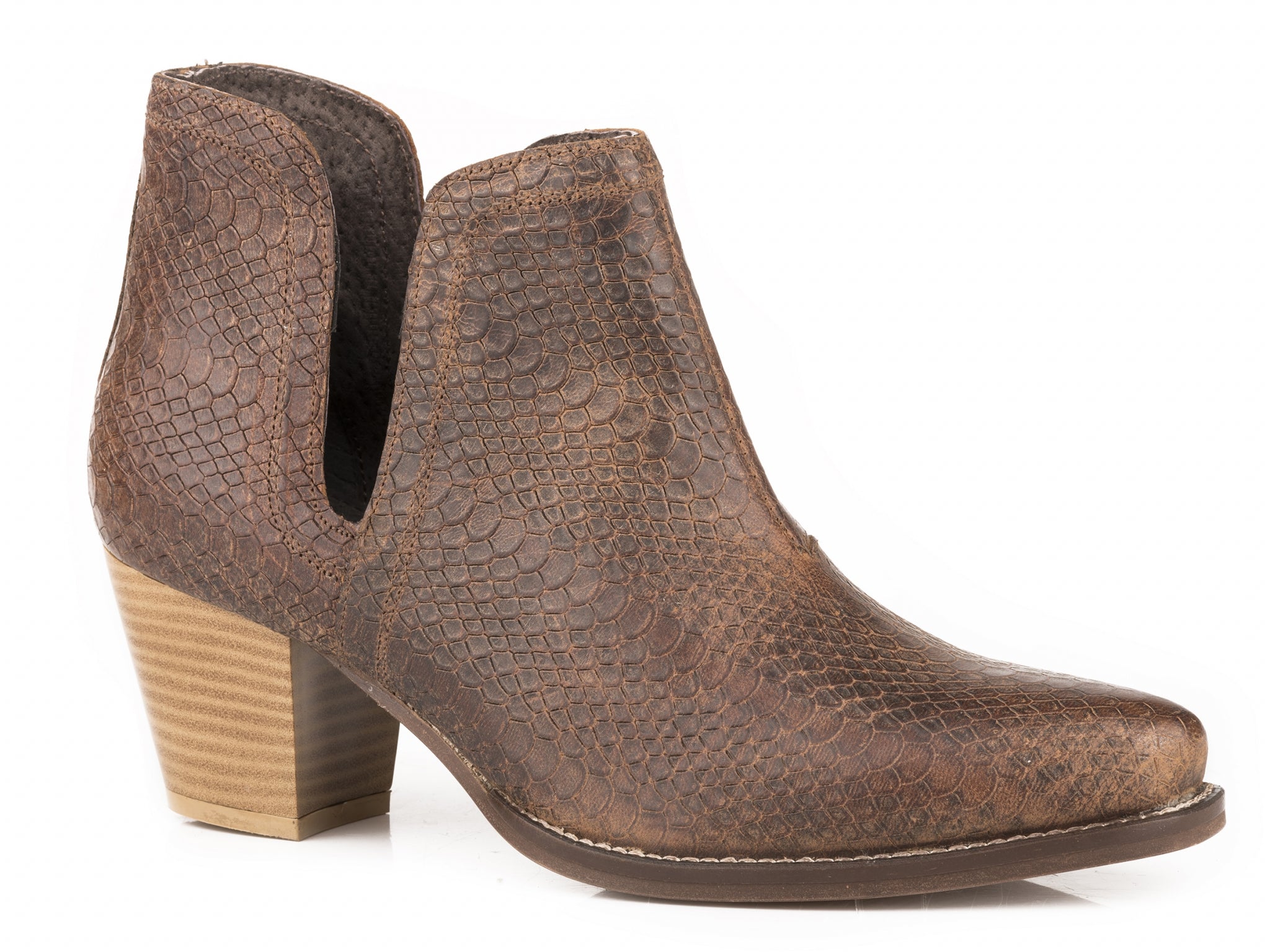 Roper Ladies Stamped Snake Leather Snip Toe Booties