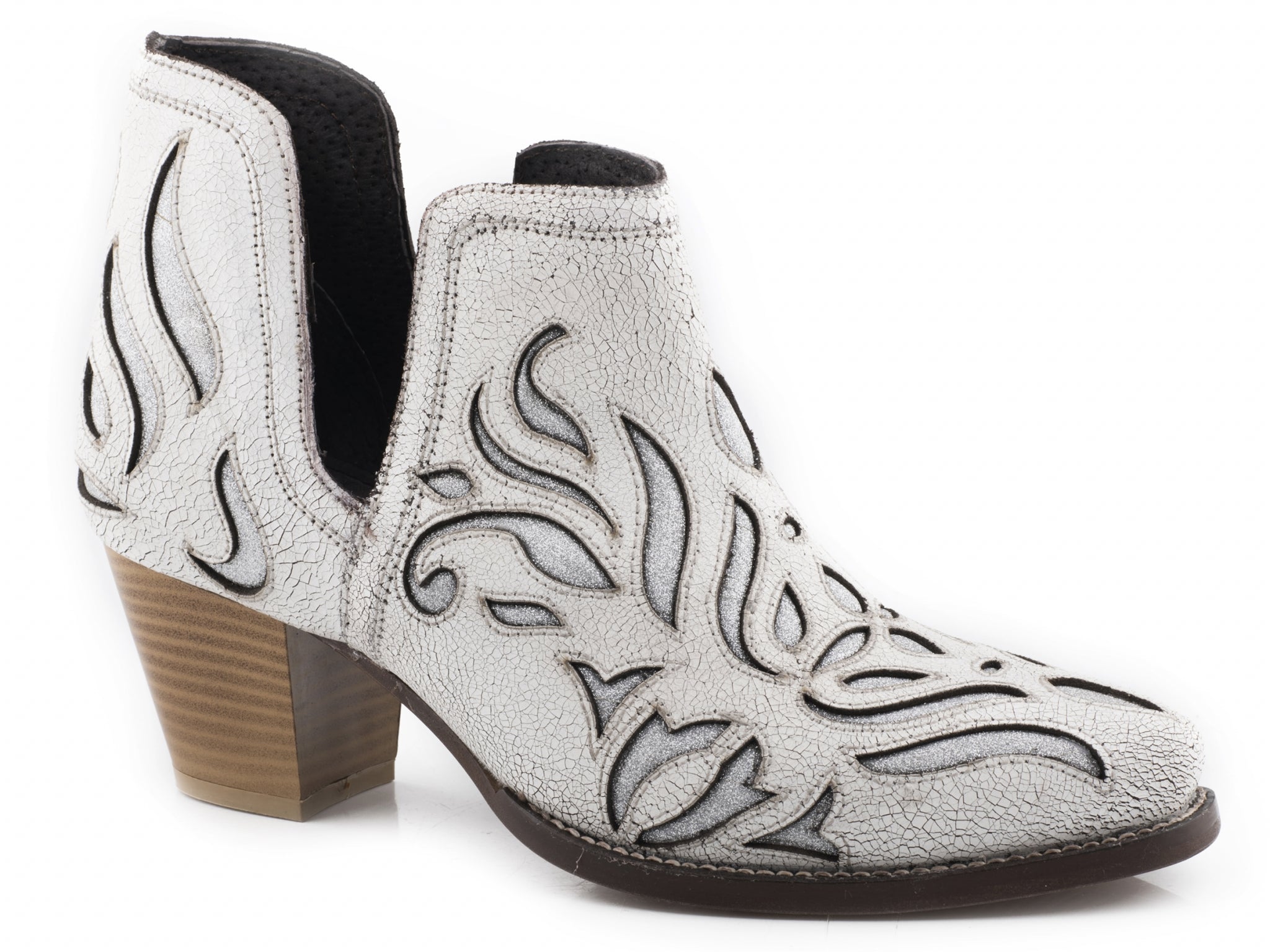 Roper Ladies Silver Underlays Snip Toe Ankle Booties