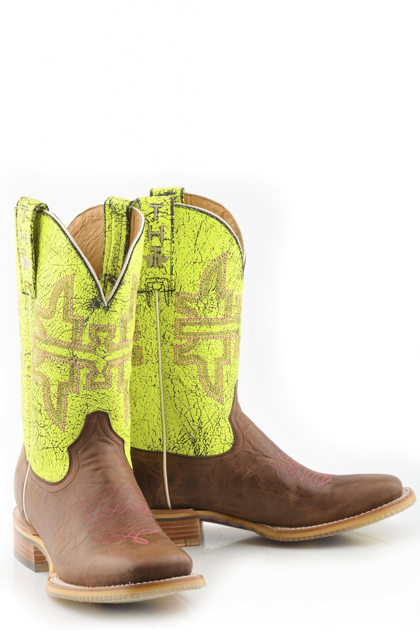 Tin Haul Ladies Square Toe Boots - Neon Glow with Girls 2nd Best Friend Sole
