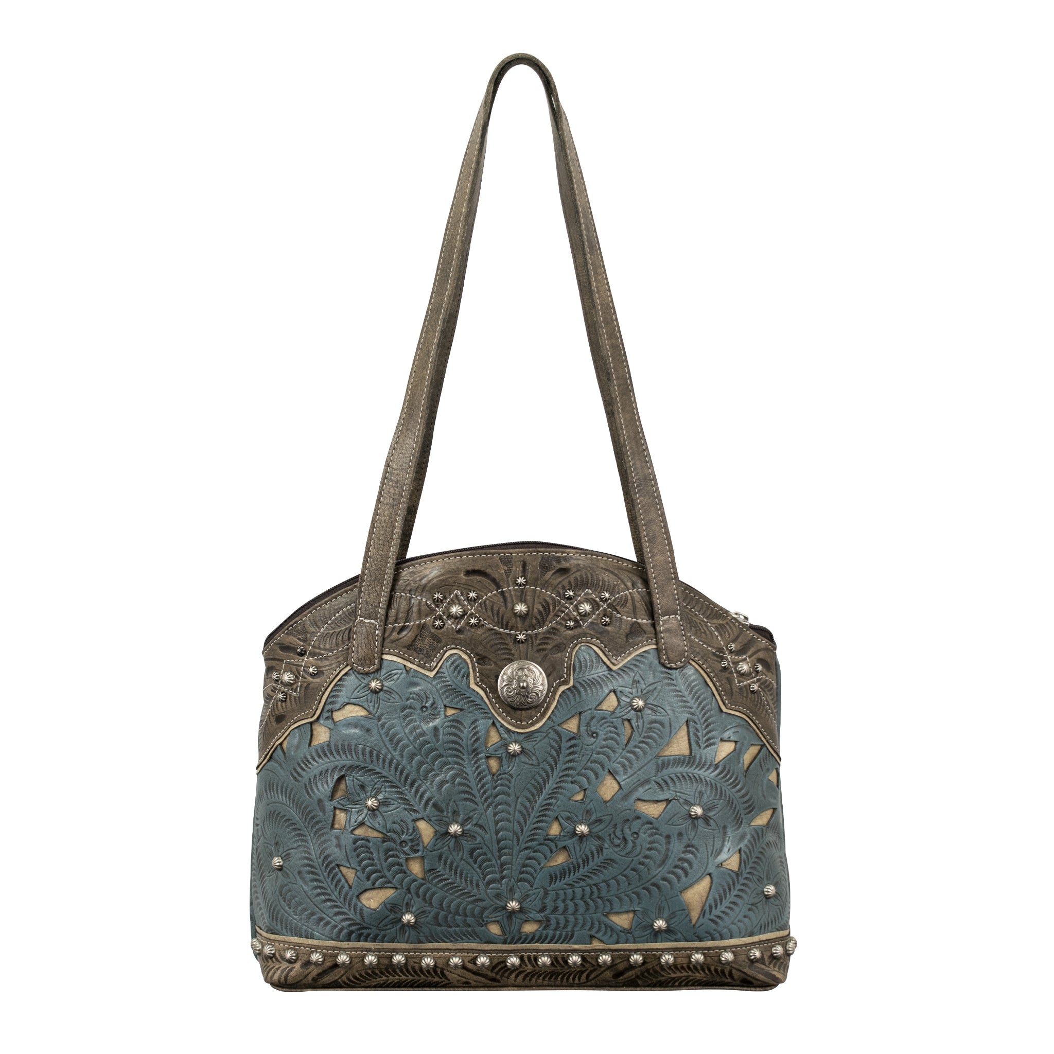 American West Annie's Secret Zip Top Half Moon Tote With Secret Compartment