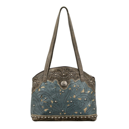 American West Annie's Secret Zip Top Half Moon Tote With Secret Compartment