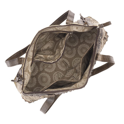 American West Annie's Secret Zip Top Half Moon Tote With Secret Compartment