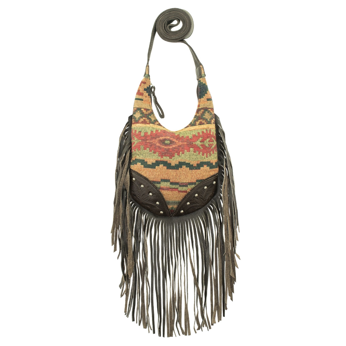 Amercian West Fringed Cowgirl Hobo Crossbody Bag