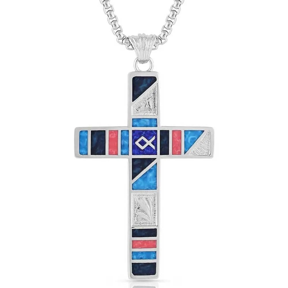 Montana Silversmiths Wrangler Legends Denim Cross Necklace