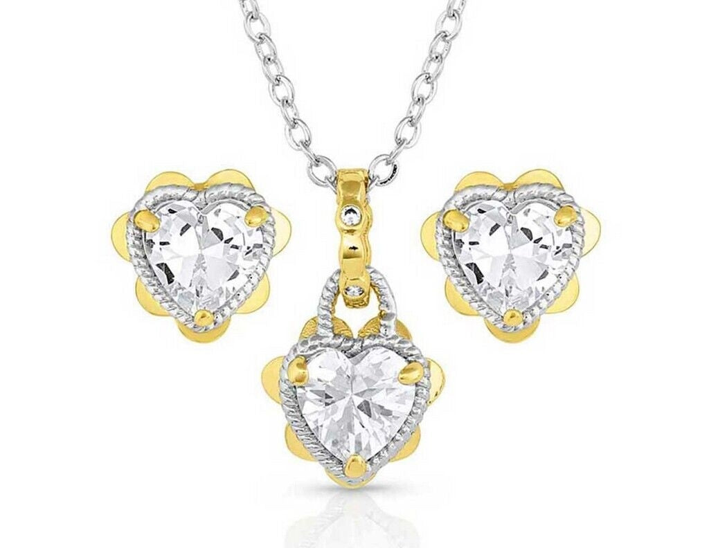 Montana Silversmiths Flowered Heart Jewelry Set