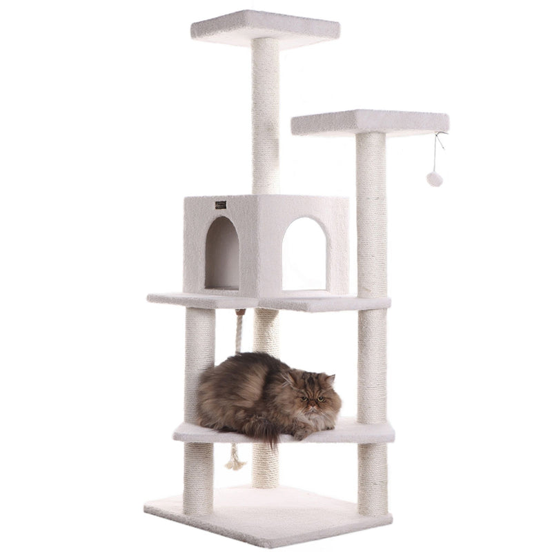 Armarkat Classic Real Wood Cat Tree 57in Ivory