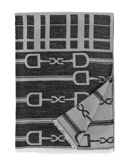 AWST Int'l Acrylic Cashmere Snaffle Bit with Plaid Scarf/Shawl