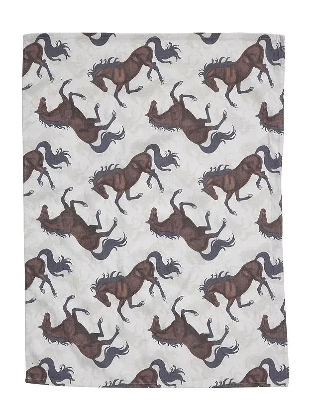 AWST Int'l "Lila" Bay Horses Flour Sack Kitchen Towel