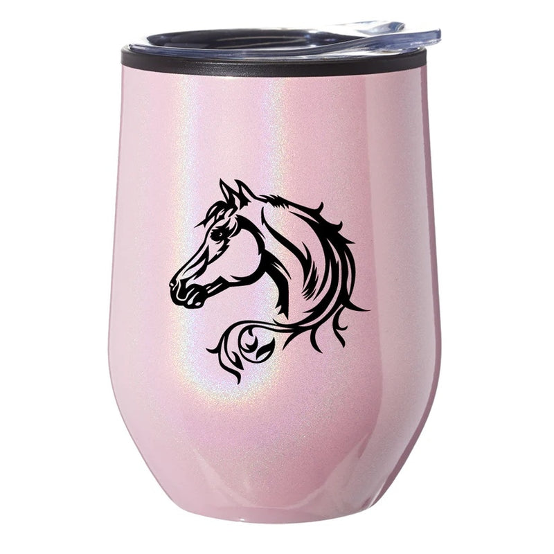 AWST Int'l Stainless Steel Wine Tumbler with Fancy Horse Head