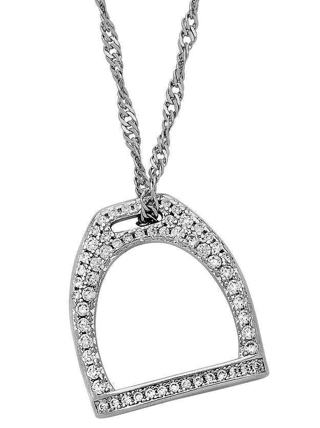 AWST Int'l Rhodium & Pave CZ Stirrup Necklace