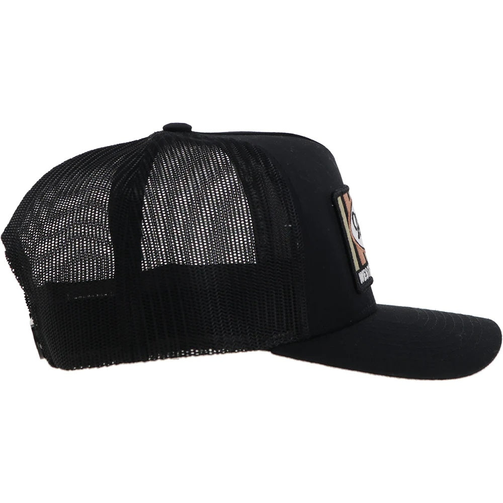Hooey Sudan 5 Panel Trucker Hat with Rect Patch Black