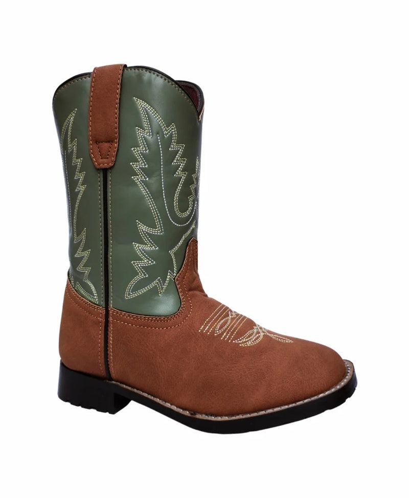 TuffRider Toddler's Congaree Rounded Toe Western Boot- Tan with Sage- 4T