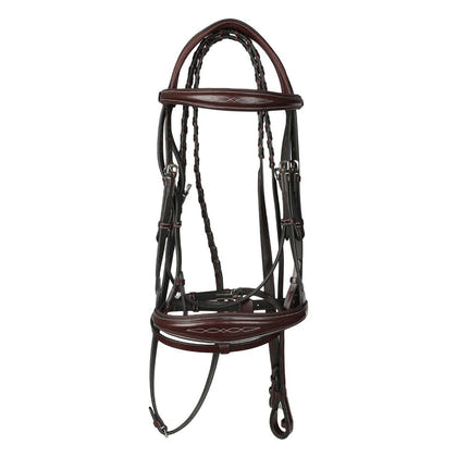 Henri de Rivel Jamaika Pro Anatomical Fancy Raised Wide Flash Noseband Bridle with Raised Laced Reins