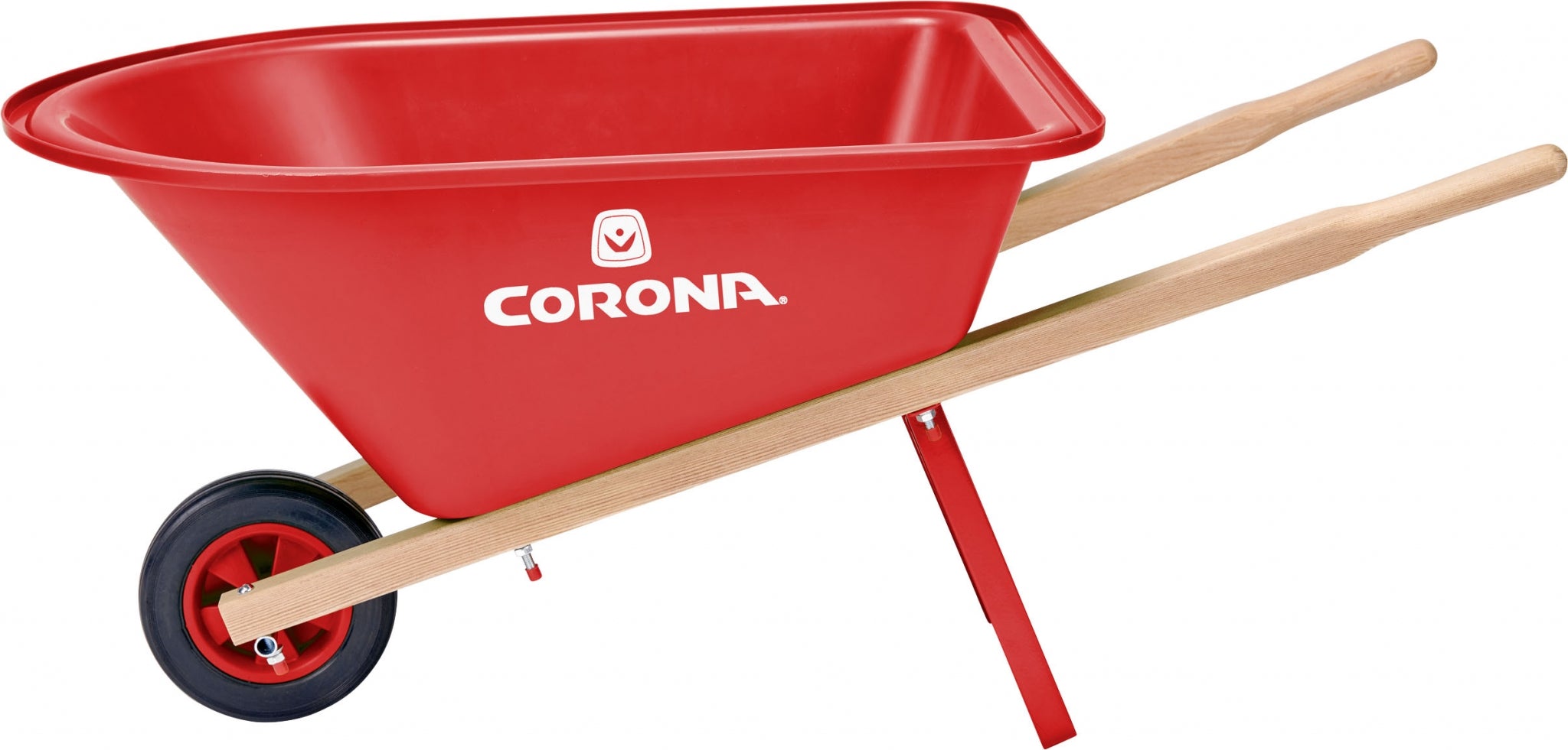 Kids Red Poly Wheelbarrow With Wood Handles