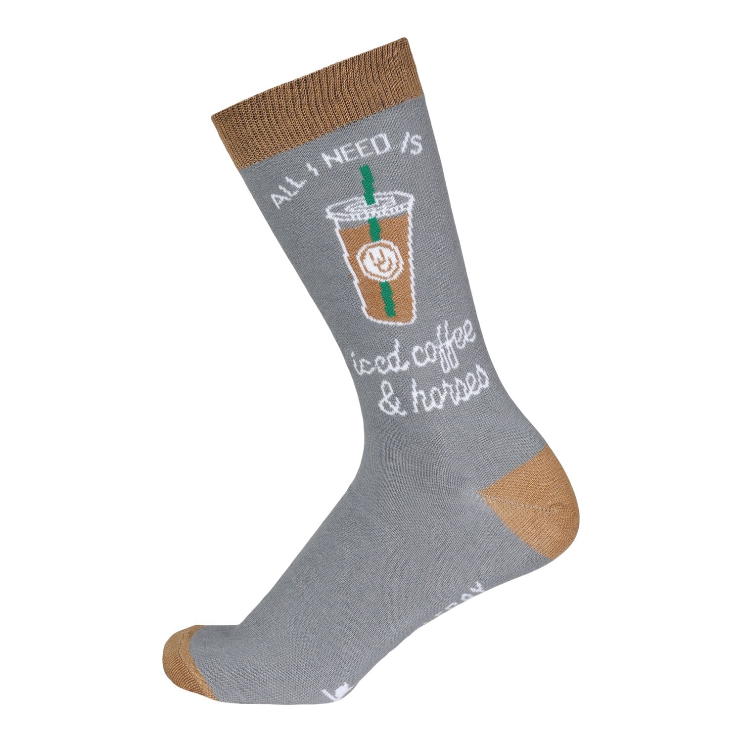 Dapplebay Iced Coffee & Horses Knit Crew Socks