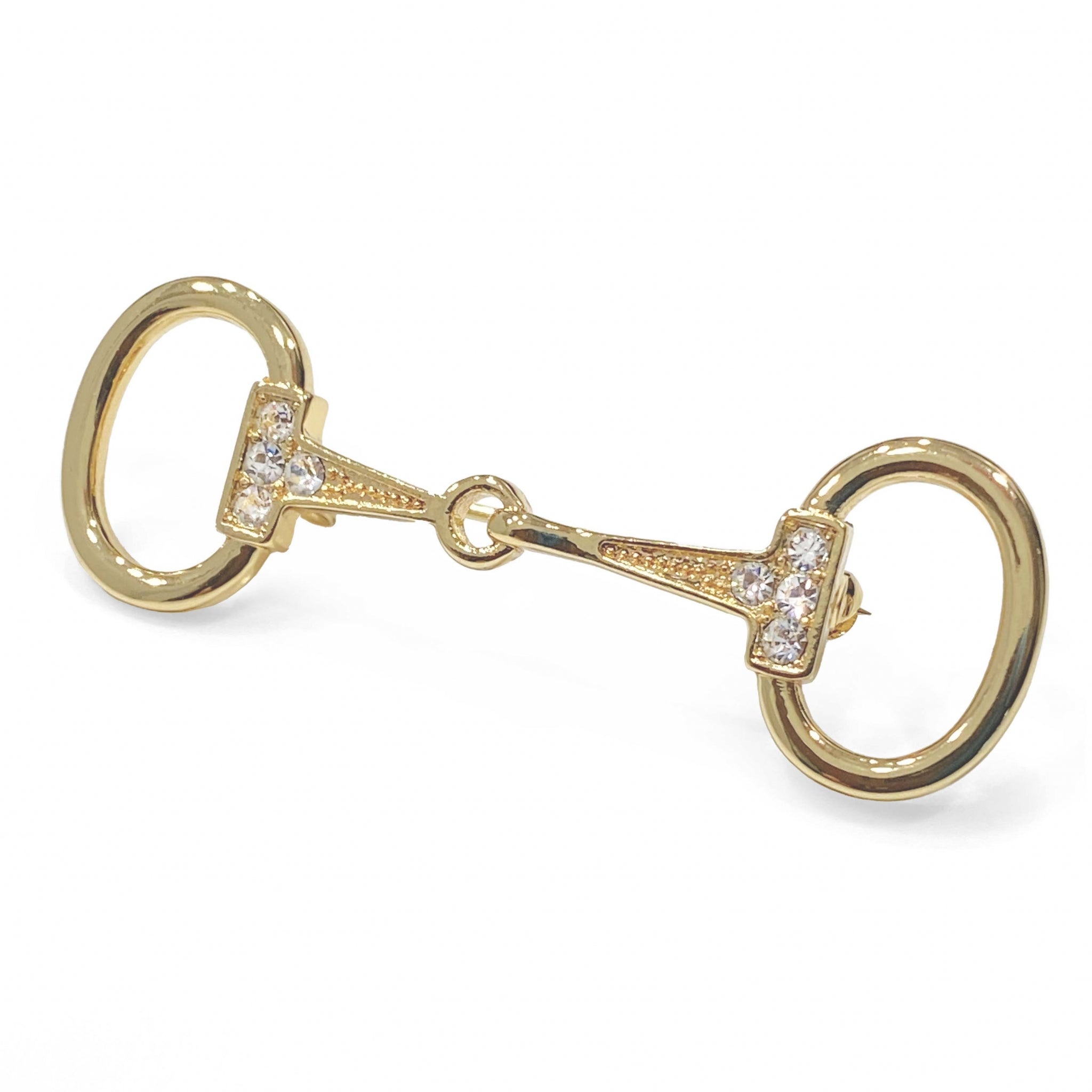 Snaffle Bit Pin with Clear Stones