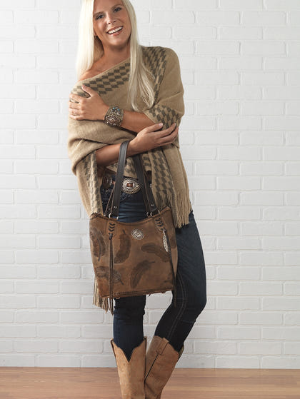 American West Sacred Bird Zip Top Bucket Tote