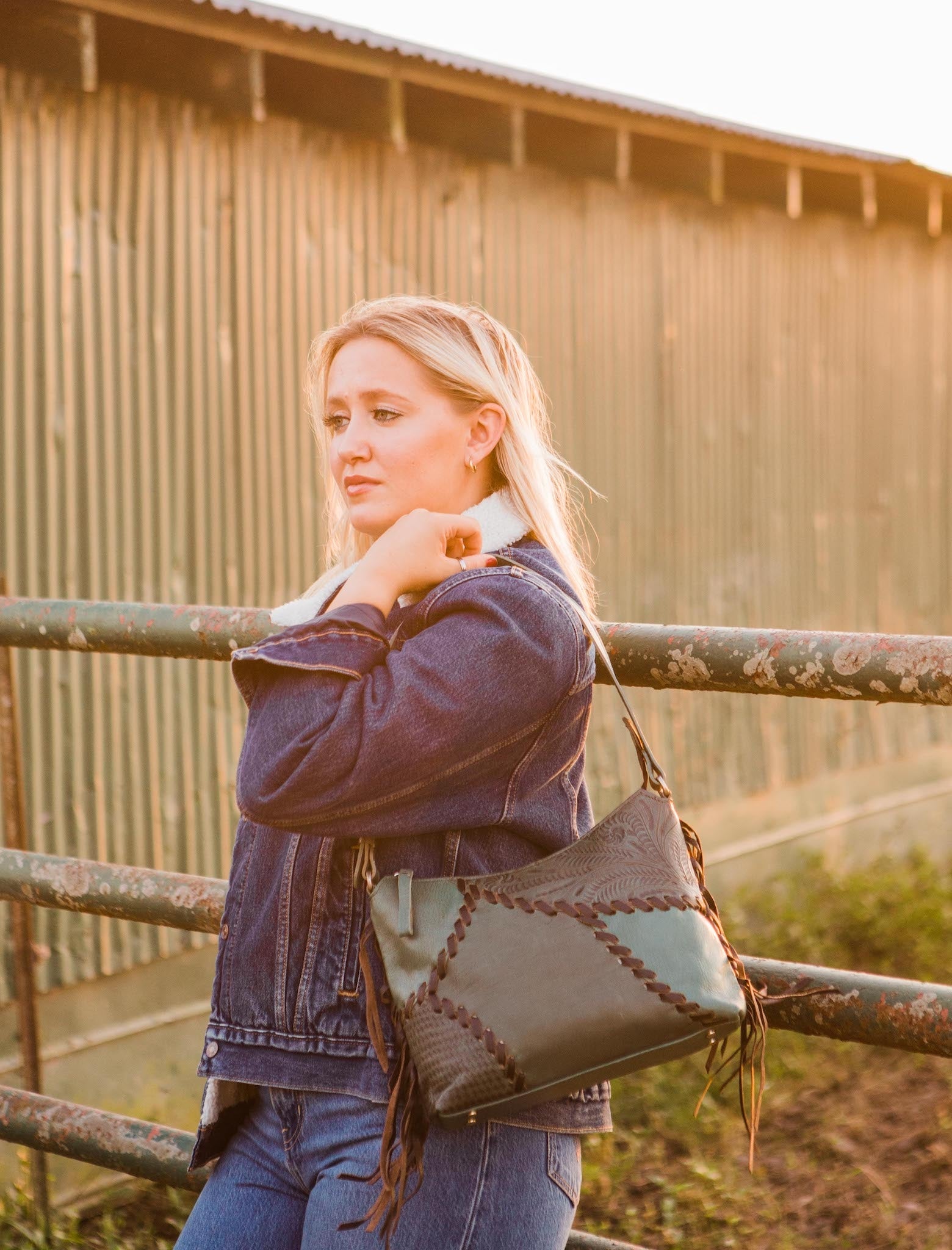 American West Gypsy Patch Zip Top Shoulder Bag