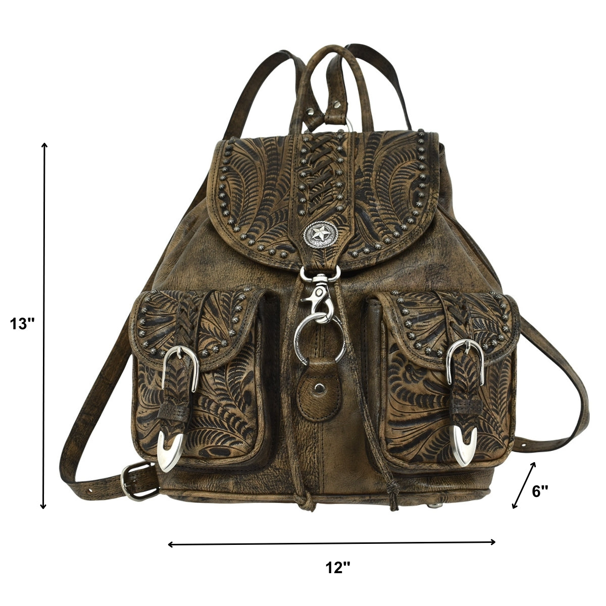 American West Classic Travel Large Drawstring Backpack with Front Pocket