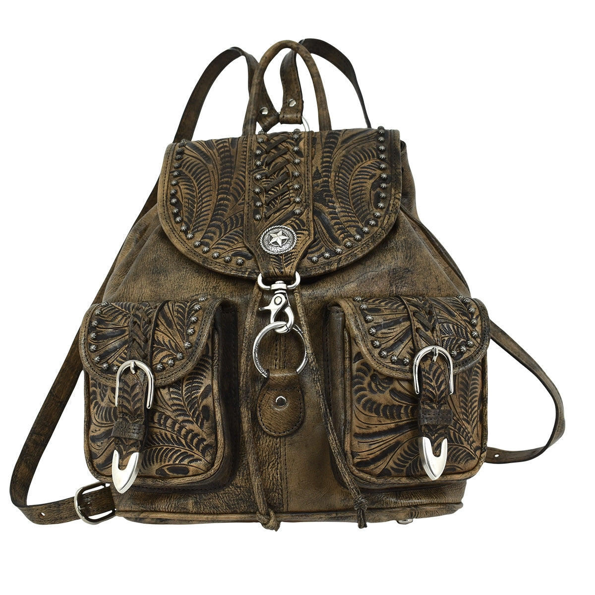 American West Classic Travel Large Drawstring Backpack with Front Pocket