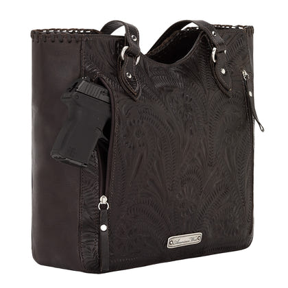 American West Annie's Secret Collection Large Zip Top Tote with Conceal Carry Pocket on Back