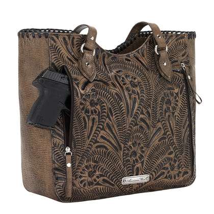 American West Annie's Secret Collection Large Zip Top Tote with Conceal Carry Pocket on Back