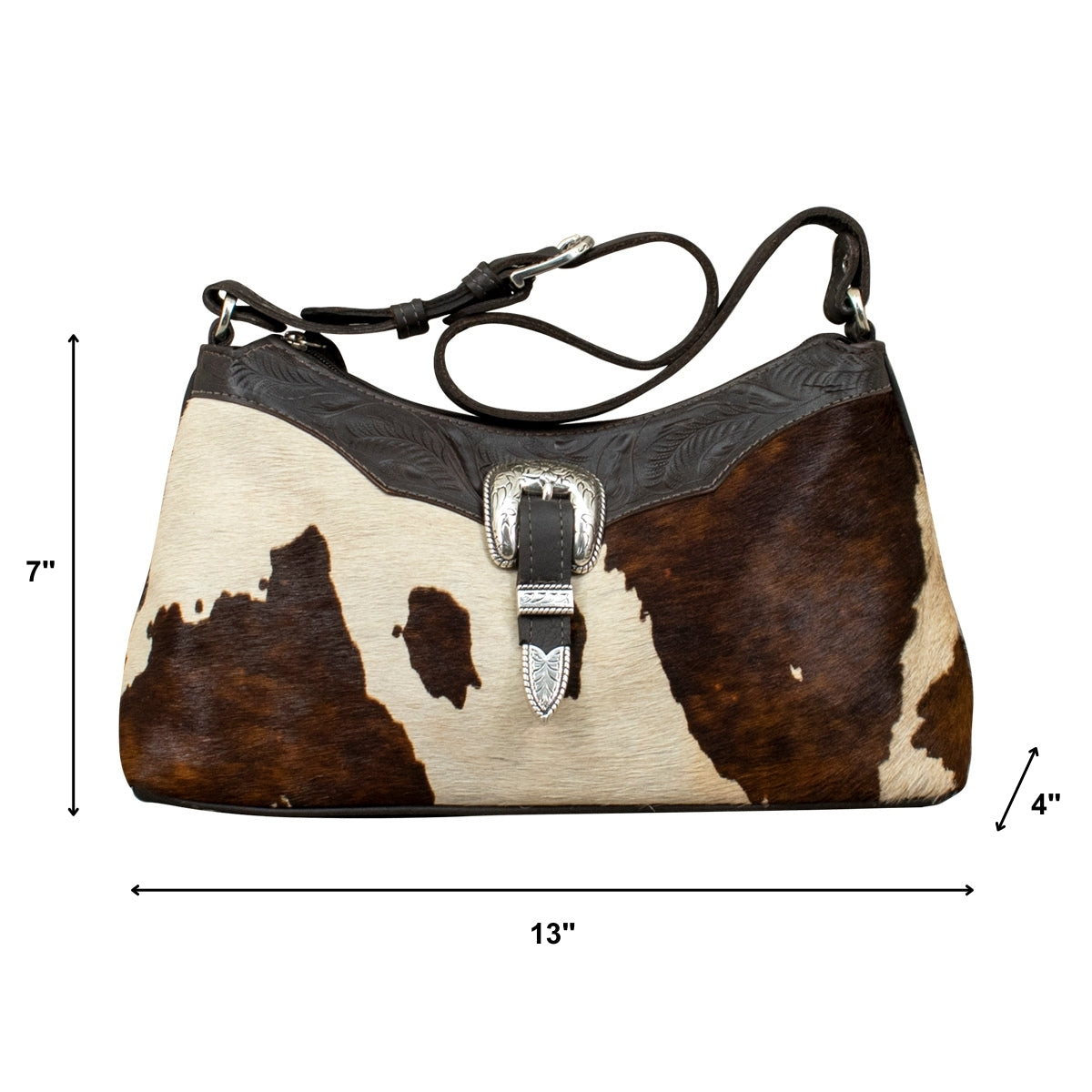 American West Cowtown Zip-Top Shoulder Bag with Hair-On Hide