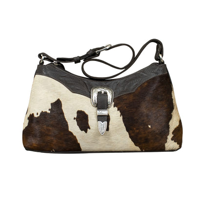 American West Cowtown Zip-Top Shoulder Bag with Hair-On Hide