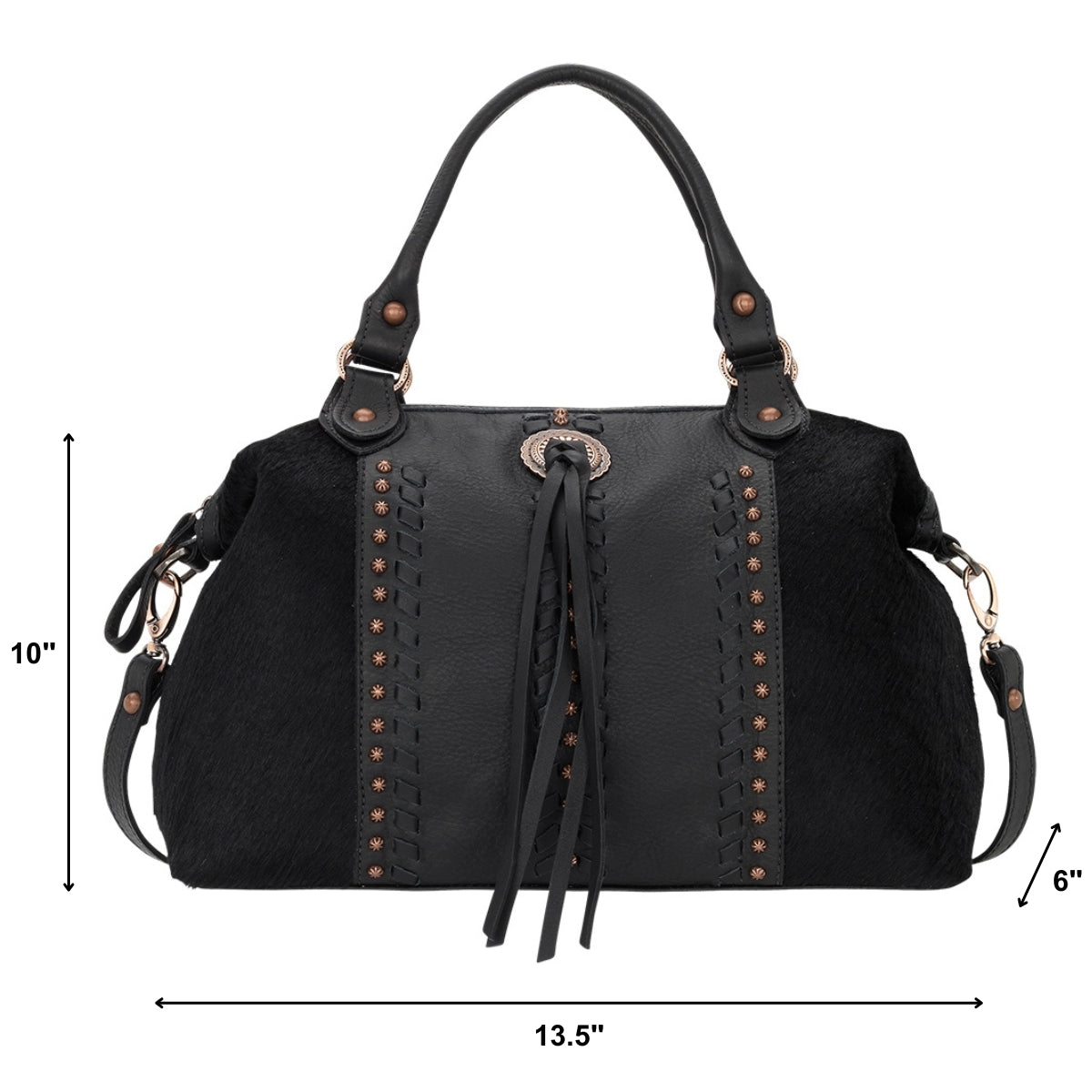 American West Cow Town Large Zip Top Convertible Satchel with Conceal Carry Pocket on Back