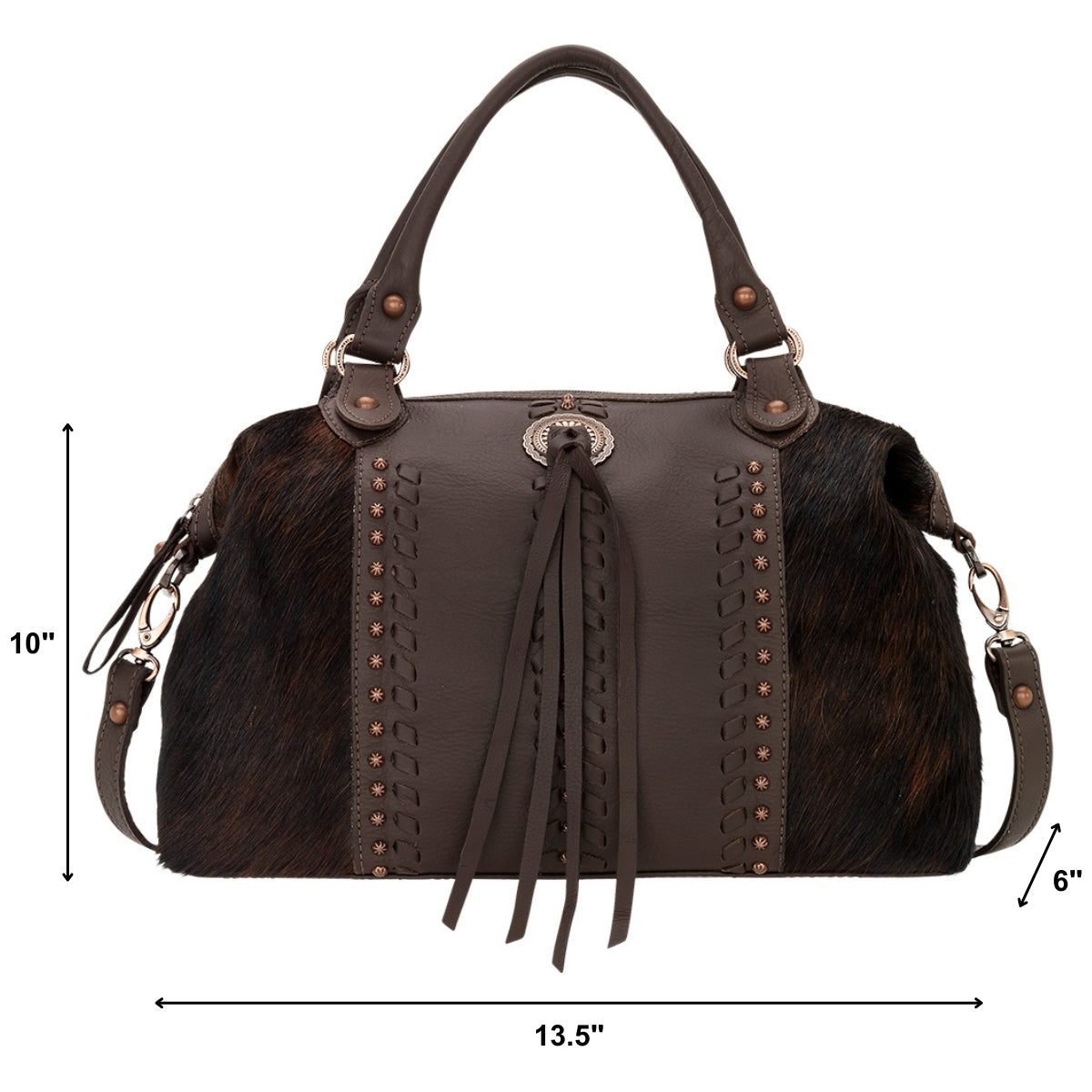 American West Cow Town Large Zip Top Convertible Satchel with Conceal Carry Pocket on Back