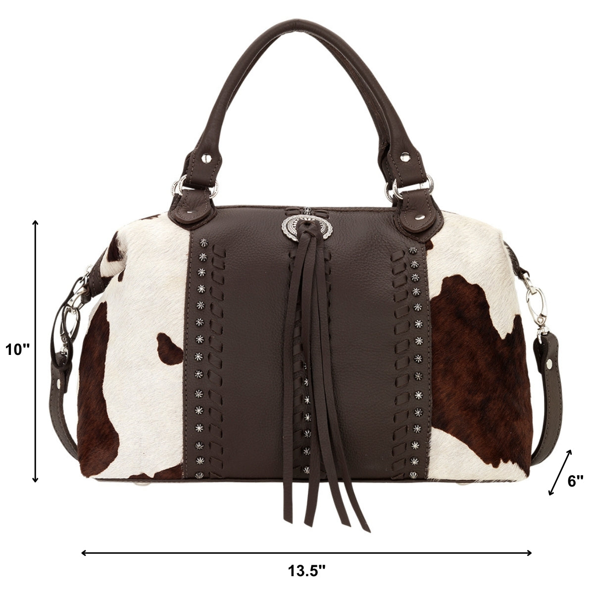 American West Cow Town Large Zip Top Convertible Satchel with Conceal Carry Pocket on Back