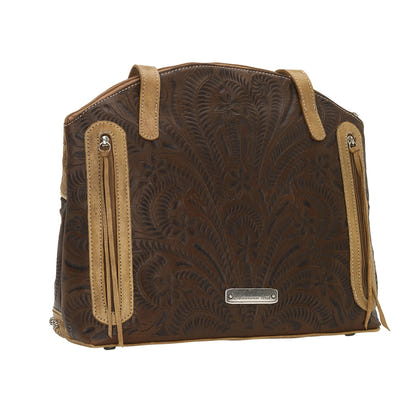 American West Annie's Secret Collection Zip Top Half Moon Tote with Conceal Carry Pocket on Back
