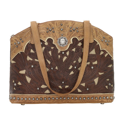 American West Annie's Secret Collection Zip Top Half Moon Tote with Conceal Carry Pocket on Back