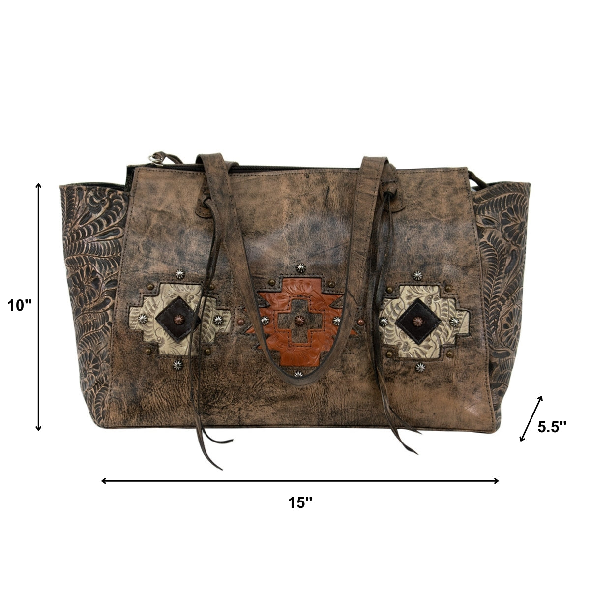 American West Navajo Soul Zip Top Tote with Conceal Carry Pocket on Back