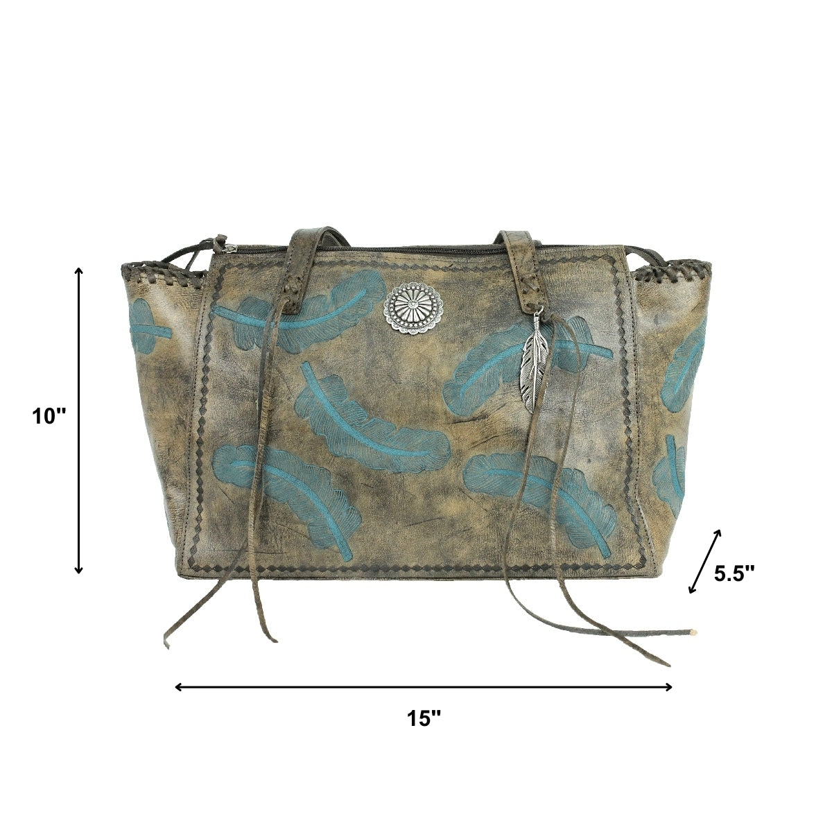 American West Sacred Bird Zip Top Tote with Conceal Carry Pocket on Back