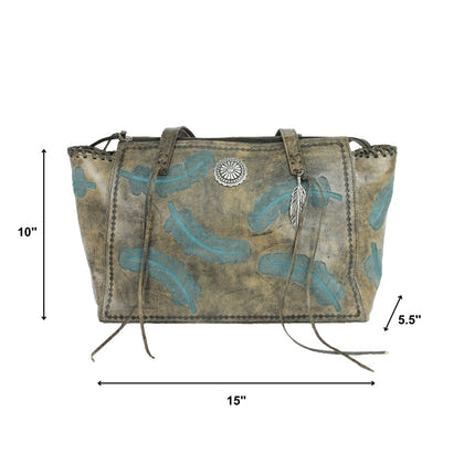 American West Sacred Bird Zip Top Tote with Conceal Carry Pocket on Back
