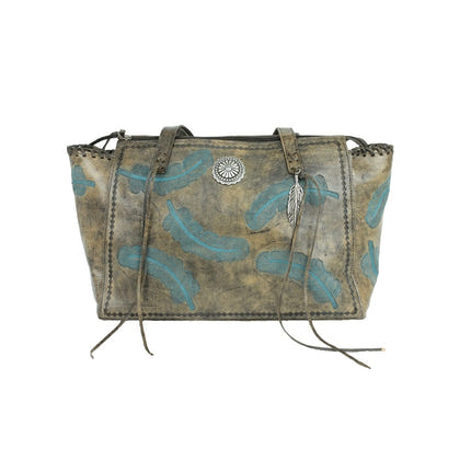 American West Sacred Bird Zip Top Tote with Conceal Carry Pocket on Back