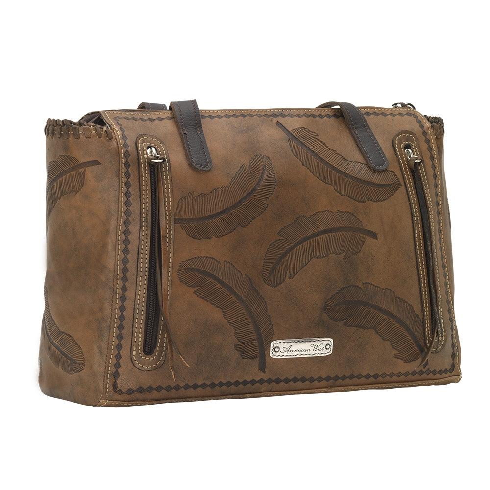 American West Sacred Bird Zip Top Tote with Conceal Carry Pocket on Back