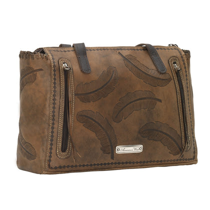 American West Sacred Bird Zip Top Tote with Conceal Carry Pocket on Back