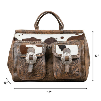 American West Cowtown Zip-Top Duffel Bag with Hair-On Hide
