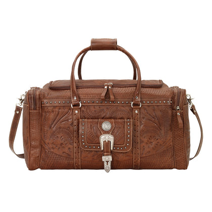 American West Classic Travel Zip Around Duffle Bag With Front Pouch And Side Zipper Pockets